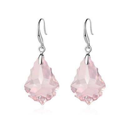 EVEVIC Austrian Crystal Baroque Teardrop Dangle Earrings for Women | 14K Gold-Plated,Hypoallergenic,Brilliant Facets,Fluid Movement,Easy-Wear Fishhook Fit,For Daily Wear And Special Occasions - color: Pink