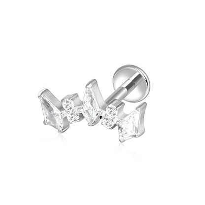 Lantine G23 Titanium Helix Piercing Jewelry Opal 16g Flat Back Stud Earrings Climber Labret Cartilage Tragus Daith Piercing Jewelry - color: 5 Cz, size: 16g 8mm