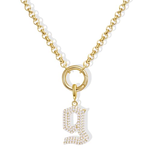 KissYan Custom Charm Necklaces for Women, 14K Gold Plated Initial Letter Pendant Box Chain Necklace Dainty Jewelry Gift - style: Gold G