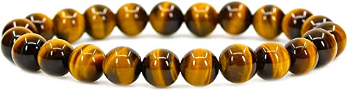 Angelstones Gemstones 8mm Round Beads Healing Crystal Bracelet for women | Natural Gemstone, Handmade Gifts for Women, Healing Crystal Round Beaded Stretch Bracelets, Unisex Jewelry for Women and Men - color: Golden Tiger Eye
