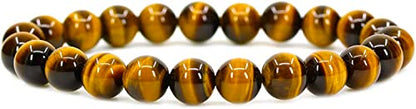 Angelstones Gemstones 8mm Round Beads Healing Crystal Bracelet for women | Natural Gemstone, Handmade Gifts for Women, Healing Crystal Round Beaded Stretch Bracelets, Unisex Jewelry for Women and Men - color: Golden Tiger Eye