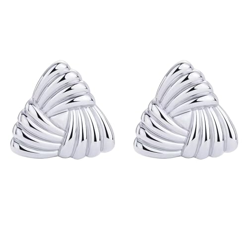 Statement Chunky Gold Earrings for Women Unique Square Stainless Steel Heaven Mayhem Button Stud Earrings Trendy Jewelry - style: Silver Triangle