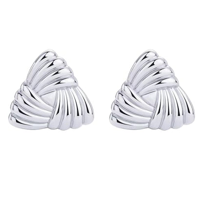Statement Chunky Gold Earrings for Women Unique Square Stainless Steel Heaven Mayhem Button Stud Earrings Trendy Jewelry - style: Silver Triangle
