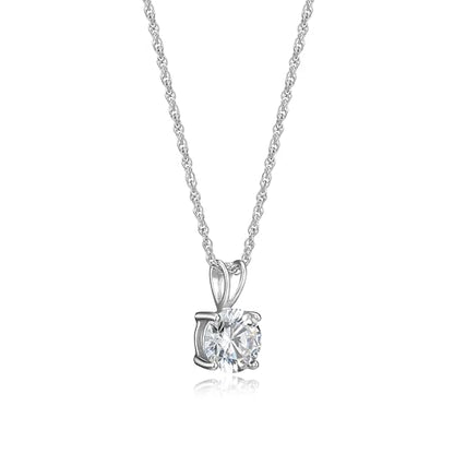 Amazon Essentials Plated Sterling Silver Cubic Zirconia Round Cut Solitaire Pendant Necklace, 18" - color: Platinum, size: 8 mm