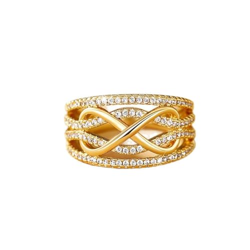 PAVOOI 14K Gold Plated X Ring Simulated Diamond CZ Criss Cross Ring for Women Juude Jewelers Silver Rose Gold Braided Wrap Knot Style Promise Statement Cocktail Party Ring(Gold.A-US Code-6) - color: Gold.A, size: (US Code-6)