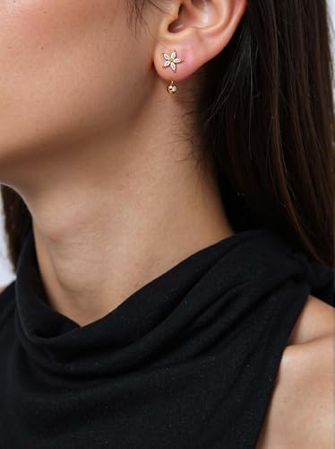 Gold Half Hoop Earrings for Women Poke Free Dainty Flower Diamond CZ Heart Huggies Backless Earrings Stay Closed Hoop No Back Screw Back Small Stud Gifts Trendy Fashion - color: Gold-CZ & Heart & Flower