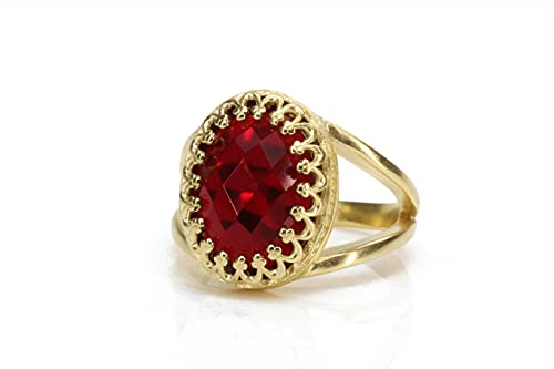 Striking Garnet Ring in 14k Gold-filled Ring Band - January Birthstone Rings Handcrafted by Skilled Artisan - Sizes 3-12.5 - Garnet Jewelry for Every Occasion - with Fancy Box