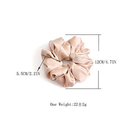 4 PCS Large Satin Silk Scrunchies for Women Big Hair Scrunchies Thick Hair | Blue Green Rose-Red Champagne / Stretched 10" Length / No Damage / Gift Box /Diameter: 5 inches / All Hairstyles - color: Blue Green Rose-Red Champagne, size: 1 Count (Pack of 4)