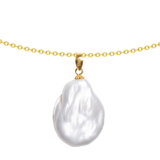 925 Sterling Silver Dainty Freshwater Cultured Pearl Choker Necklace White Genuine Real Pearl Charm Necklaces Jewelry Gifts for Her - color: Baroque-Gold