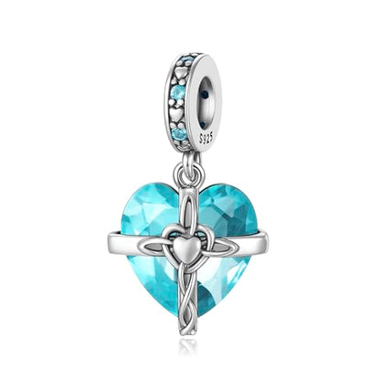 Birthstone Charms 925 Sterling Silver Heart Charms for Bracelets and Necklaces Birthday Day Christmas Gifts For Women - color: L-December