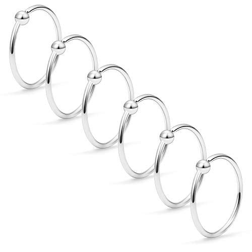22G Thin Nose Rings Hoops 316L Surgical Steel Captive Bead Septum Nose Hoop Rings Eyebrow Lip Rings Cartilage Helix Rook Daith Earring Piercing Jewelry For Men Women 8mm - color: 6PCS-8MM-Silver