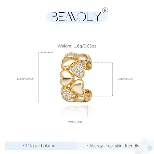 Gold Ear Cuff for Women, 14K Gold Plated Single Non-Pierced Earring with Micro-Pave Cubic Zirconia Adjustable Open Ear Clip for Daily Wear & Special Occasions - color: ear cuff-S 004