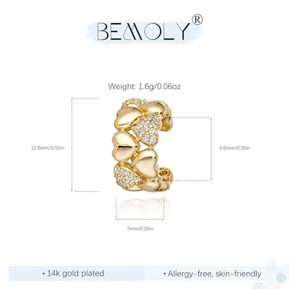 Gold Ear Cuff for Women, 14K Gold Plated Single Non-Pierced Earring with Micro-Pave Cubic Zirconia Adjustable Open Ear Clip for Daily Wear & Special Occasions - color: ear cuff-S 004