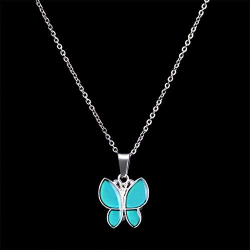 FM FM42 Temperature Sensing Color Changing Pendant Necklace with 19.29" Stainless Steel Rolo Chain - color: Butterfly-2