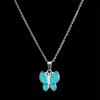 FM FM42 Temperature Sensing Color Changing Pendant Necklace with 19.29" Stainless Steel Rolo Chain - color: Butterfly-2
