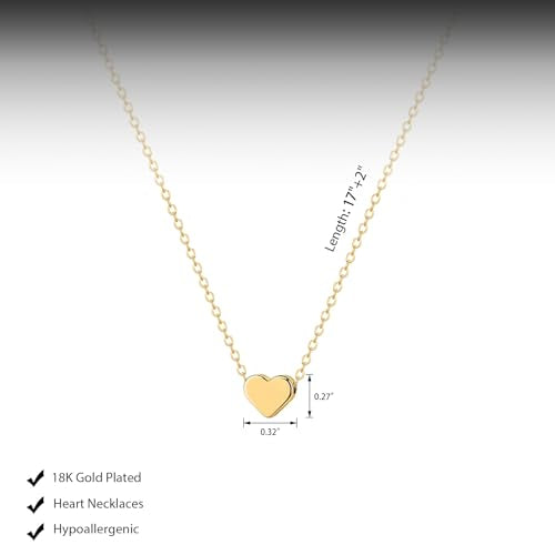 HERIER Cute Heart Necklace Dainty 18k Gold Plated Tiny Heart Pendant Choker Necklaces Small Gold Love Open Heart Chain Necklace for Women Simple Gold Necklace for Women Trendy Jewelry - color: Tiny Heart Necklace-Gold