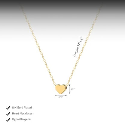 HERIER Cute Heart Necklace Dainty 18k Gold Plated Tiny Heart Pendant Choker Necklaces Small Gold Love Open Heart Chain Necklace for Women Simple Gold Necklace for Women Trendy Jewelry - color: Tiny Heart Necklace-Gold