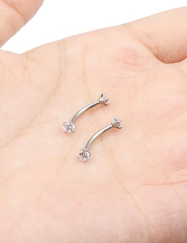 Jenxnjsjo F136 Titanium 16g 6/8/10mm Eyebrow/Rook/Snug/Vertical-Labret/VCH/Snake-Eyes/Anti-Tragus/Christina/Daith/Belly-Button/Bridge/Hood/Surface Curved Barbell Piercing Jewelry for Women Men - size: ['10mm']