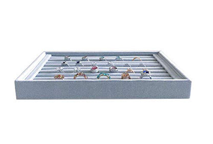 Grey Velvet Ring Organzer Holder Ring Display Tray Ideal for Small Space Drawer Closet Practical Stackable Premium Grade (Ring Tray) - size: Ring Tray