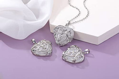 Jovivi Amethyst Rose Quartz Healing Crystal Necklace for Women Flower Leaf Wire Wrapped Crystal Heart Gemstone Pendant Necklace Natural Stone Reiki Quartz Jewelry Mothers Day Gifts - color: Clear Quartz