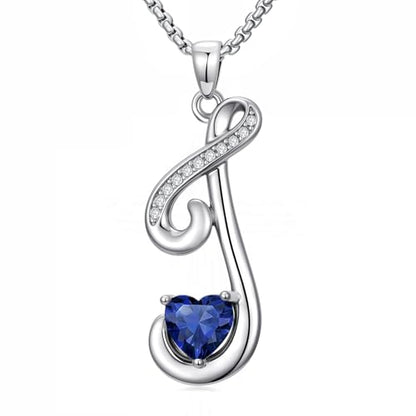 A to Z Initial Birthstone Pendant Necklaces Name Jewelry for Women | 18K White Gold Plated Personalized Alphabet Jewelry Anniversary Christmas Birthday Gifts for Wife Her Daughter Girlfriend - color: J Initial-09-Sept