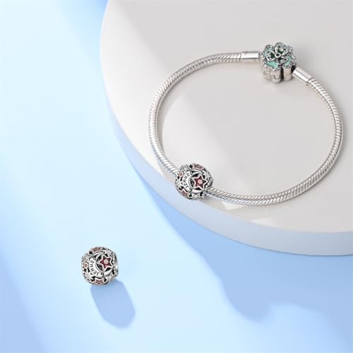 Star Moon 925 Sterling Silver Birthstone Charm for Bracelet Women Jewelry - color: January