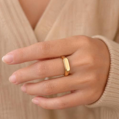 PCY Stainless Steel Gold Plated Men Women Band Ring - color: 6mm Gold CYJ