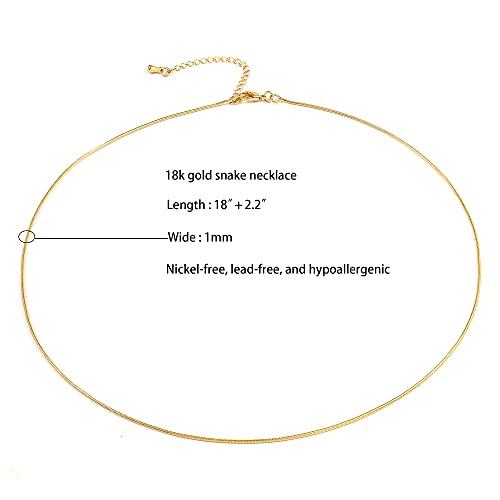 14K Gold Plated Paper Clip Chain Link Necklace Satellite Chain Necklace for Women - color: Thin gold chain