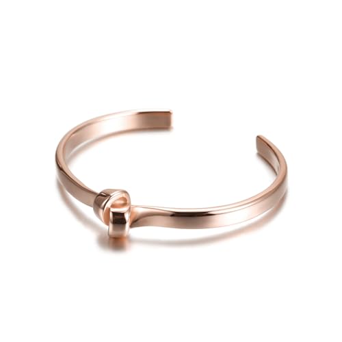 Gold Silver Cuff Bracelet for Women, 14K Gold Plated 316L Stainless Steel Knot Tie Bangle Cuff Chunky Bracelets for Lady - color: Rose Gold