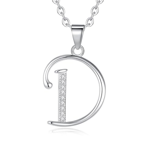 VIKI LYNN Dainty Initial Letter Pendant Necklace for Women | Cubic Zirconia Initial Jewelry, Personalized Letter Necklace, Dainty Women Jewelry, Birthday Gift Idea for Her, Mom and Wife - color: Silver, style: Silver-D