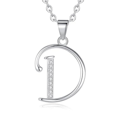 VIKI LYNN Dainty Initial Letter Pendant Necklace for Women | Cubic Zirconia Initial Jewelry, Personalized Letter Necklace, Dainty Women Jewelry, Birthday Gift Idea for Her, Mom and Wife - color: Silver, style: Silver-D