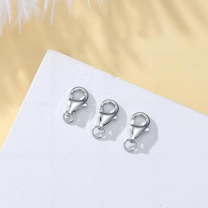 925 Sterling Silver Lobster Clasp for DIY Necklace Bracelet Jewelry Making, Double Spring Clasp with Closed Jump Rings, Necklace Extender Clasp Connector Bracelet Extension (Style 6) - style: Style 6