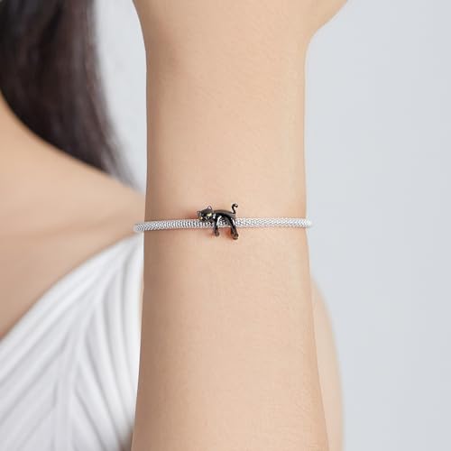 Hummingbird Charms For Bracelets 925 Sterling Silver Animal Dangle & Beads Butterfly Cat Beads Charms For Women Jewelry Gift - color: Black Cat