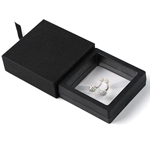 2-Piece 14G Belly Button Rings, Rhinestone Disco Balls | Hypoallergenic stainless steel with 5mm top and 8mm bottom rhinestone balls, gift-boxed navel piercing jewelry for women - color: Colorful
