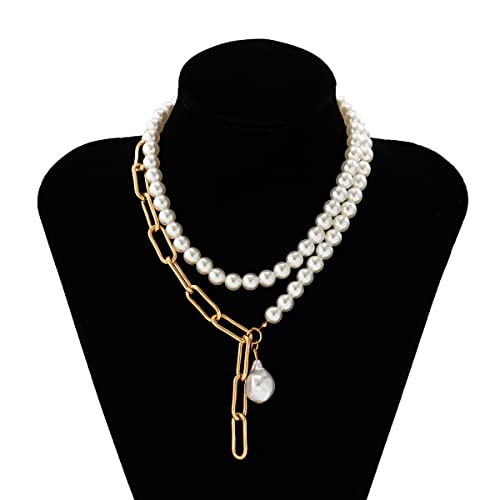 Pearl Choker Necklace for Women Faux Pearl Layered Necklace Big Chunky Pearl Fashion Jewelry Gift for Summer