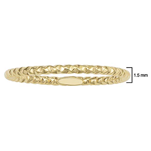 KoolJewelry 14k Yellow White or Rose Gold Minimalist Diamond-cut Band Knuckle Stacking Midi Ring (1.5 mm)