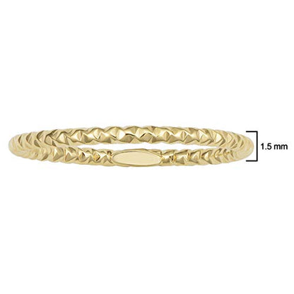 KoolJewelry 14k Yellow White or Rose Gold Minimalist Diamond-cut Band Knuckle Stacking Midi Ring (1.5 mm)