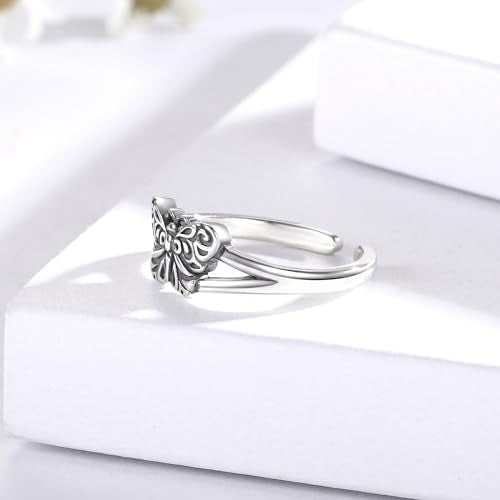 Sariel 925 Sterling Silver Toe Rings for Women Boho Adjustable Mid Finger Rings Summer Vacation Ocean Beach - color: Butterfly