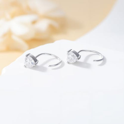 925 Sterling Silver Moissanite Huggie Half Hoop Earrings for Women - style: style 1