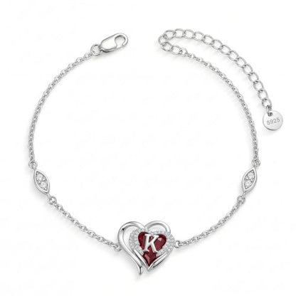Initial Bracelet for Women 925 Sterling Silver Heart Angel Wings Initial Bracelet Anniversary Birthday Mothers Day Jewelry for Mom Her Wife - color: K