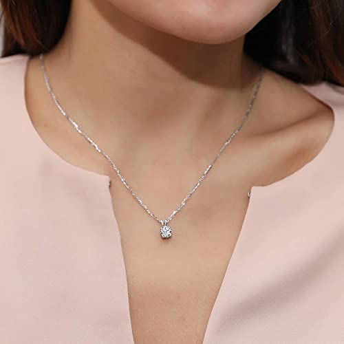 BERRICLE Sterling Silver CZ Solitaire Pendant Necklace for Women, Gold Flashed, Cubic Zirconia - Asscher, Emerald, Heart Shaped, Princess, Round Cut - style: Round Cut