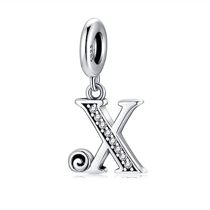 BETTY&SARAH 925 Sterling Silver Letter Charms for Bracelets and Necklace Alphabet Initial Pendant Jewelry Gift for Women - color: Pendant X