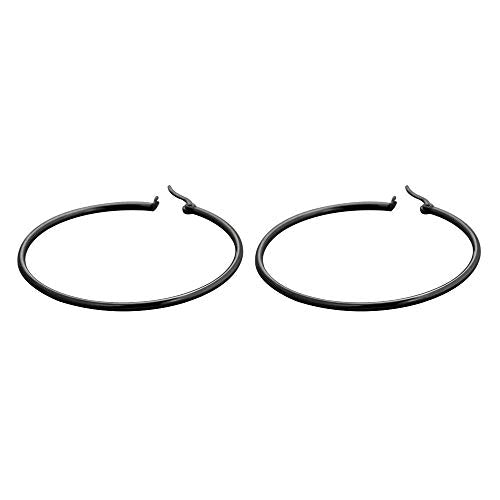 Rounded Hoops Earrings (20mm-60mm Diameter) - color: Black 50mm