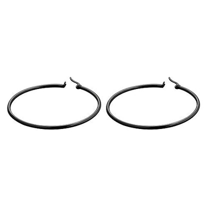 Rounded Hoops Earrings (20mm-60mm Diameter) - color: Black 50mm