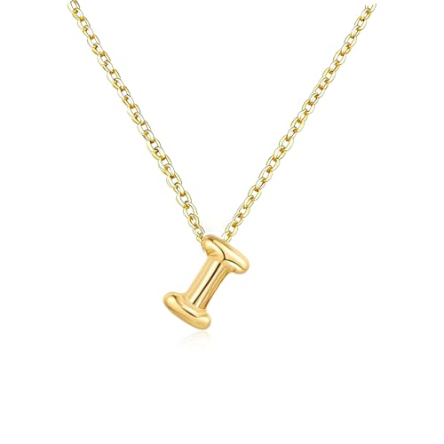 Gold Initial Necklace for Teen Girls Women Letter necklaces Jewelry Gifts | Gifts for Girls Women, Teen Girl Gifts Trendy Stuff, Bubble Letter Pendant Necklace - style: I