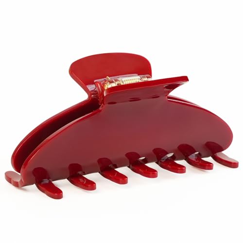 MAORULU Cute Claw Clip for Women – 4.3'' Large Acetate Hair Clips for Thick Thin Curly Long Hair, Durable Hair Clamps Non-slip Jaw Clip, Strong Hold, Stylish French Design (Cherry Red) - color: Cherry Red