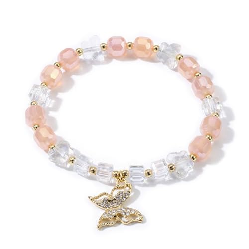 jasonking Butterfly Crystal Stretch Bracelet for Women,Birthday Gift for Mothers,Mother's Day gift - color: light yellow