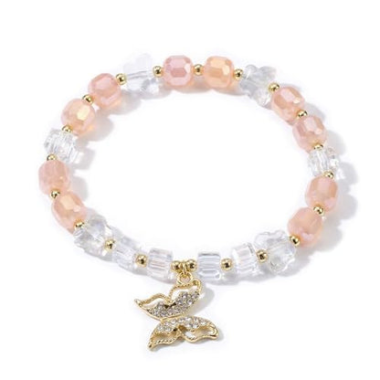 jasonking Butterfly Crystal Stretch Bracelet for Women,Birthday Gift for Mothers,Mother's Day gift - color: light yellow