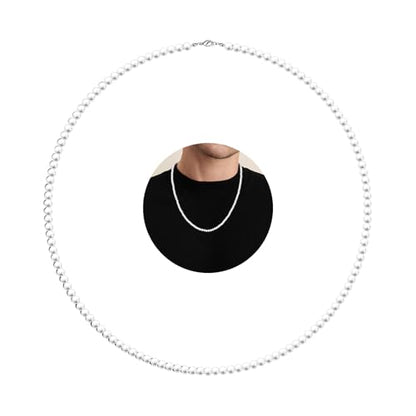MJartoria Pearl Necklace for Men | Women, 16''-24'' Pearl Necklaces, 4mm/6mm/8mm White Faux Pearl Choker Necklace Trendy Jewelry Gifts for Women Men - size: 20 inches, style: 4mm