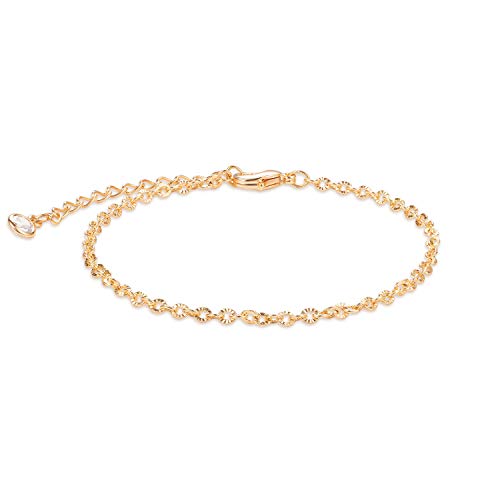 LOYATA Chain Bracelet Gold Link 14K Gold Plated Dainty Pearl Bracelet Simple Jewelry Gift for Women - style: Lip Chain